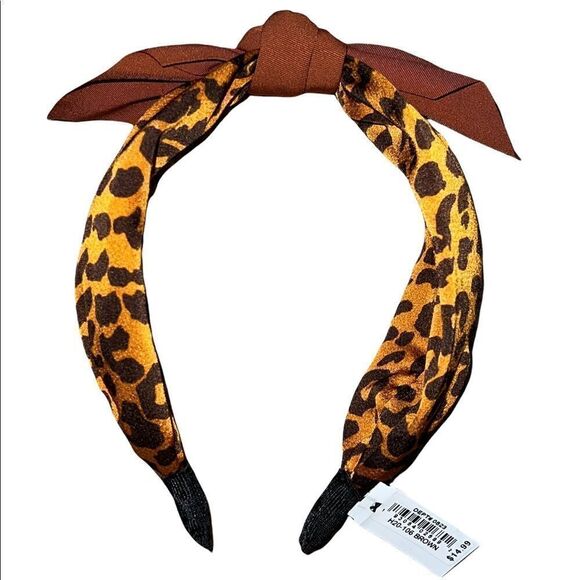 Cara New York Brown Animal Print with Bow Headband One Size New - Picture 3 of 3